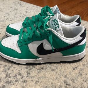 Nike youth green and white Nikes